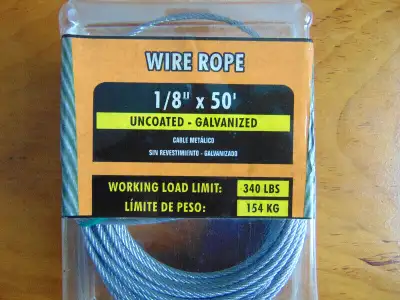 Unopened Wire Rope 1/8 inch x 50 inches, View more