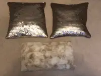Rose Gold and Faux Fur Pillow Set (3 Pillows)
