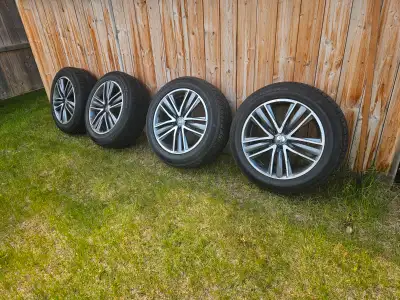 A set of winter tires on rims . Size is 255 50 R19 . Bolt pattern is 5x11.3 . Bought them by mistake...