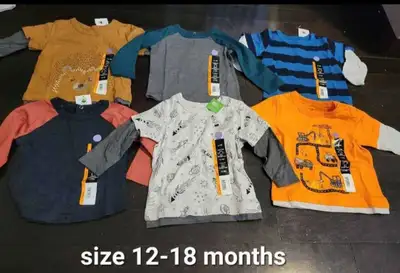 Boys size 12-18 months long sleeve shirts (new with tag)$4 each, View more