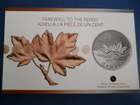 2012 Farewell to the Penny   .9999 fine silver Canada $20 coin