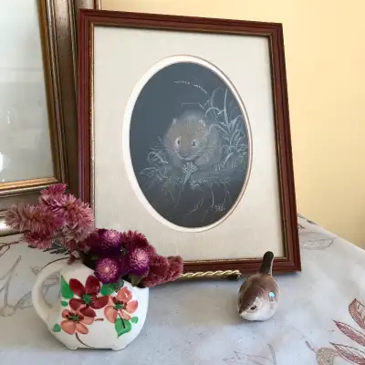Vintage Framed Print Bank Vole England, Lomonosov Wren & Jug, View more