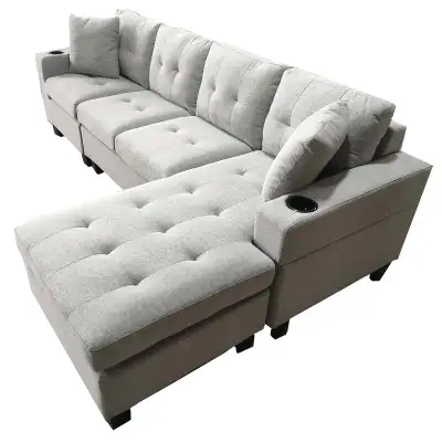 Divan sectionnel gris clair, View more