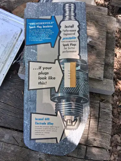Old prestolight spark plug advertising from the 1960s .open to offers .call or text 613 570 0705.