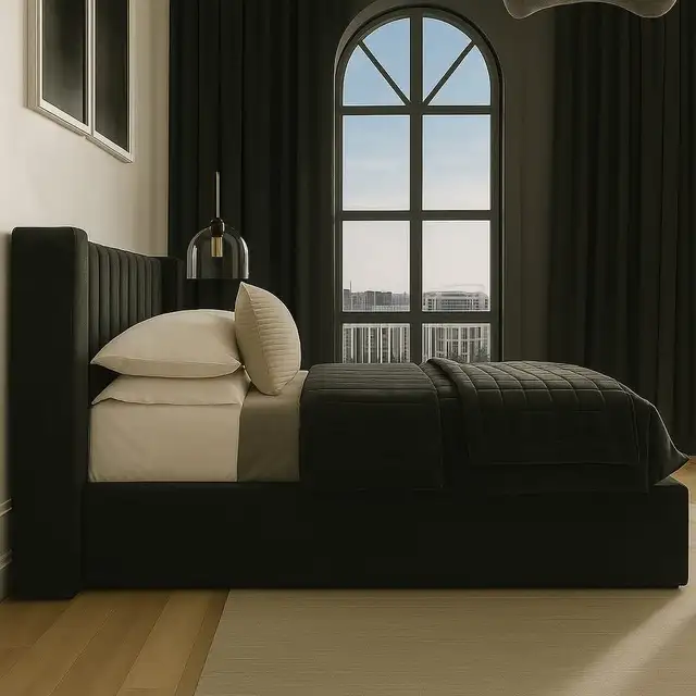 Never used !! New Black Bed Pull out with storage facility in Beds & Mattresses in Burnaby/New Westminster - Image 4