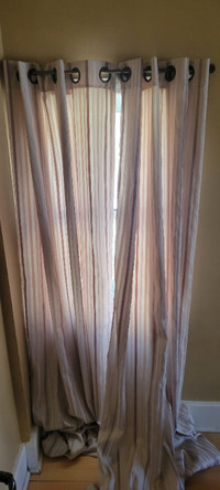 Beige Curtains & Curtain Rod (92")