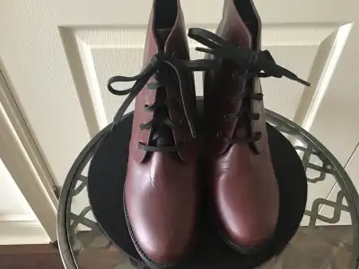 Burgundy Leather Ankle Boots, View more