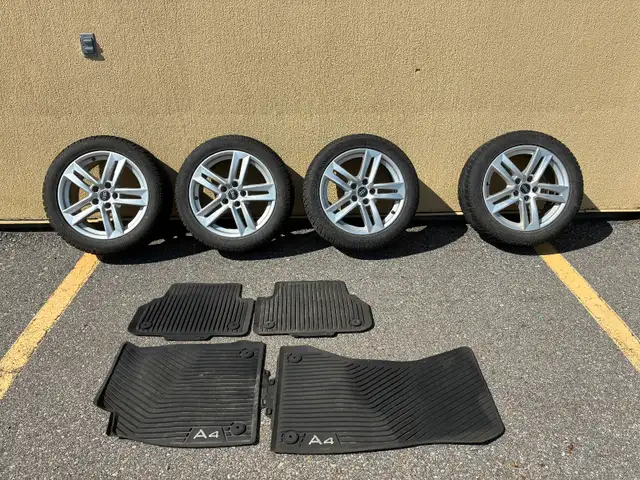 Audi rims 17inch with winter tires & winter mats in Tires & Rims in Ottawa - Image 3