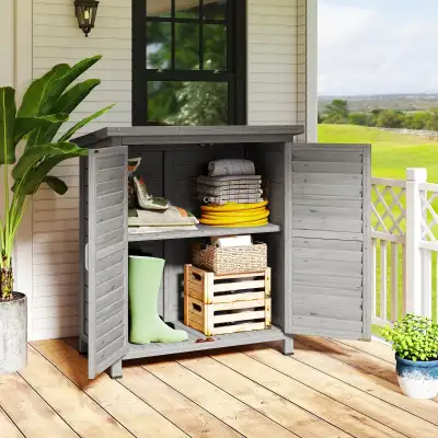 34" x 18" x 38" Wooden Garden Storage Shed Kit Wood Garage Tool, View more