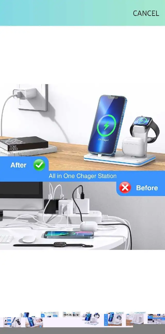 iPhone Charger Stand, QI Fast 3 in 1 Charging Station, Charging  in Cell Phone Accessories in Markham / York Region - Image 5