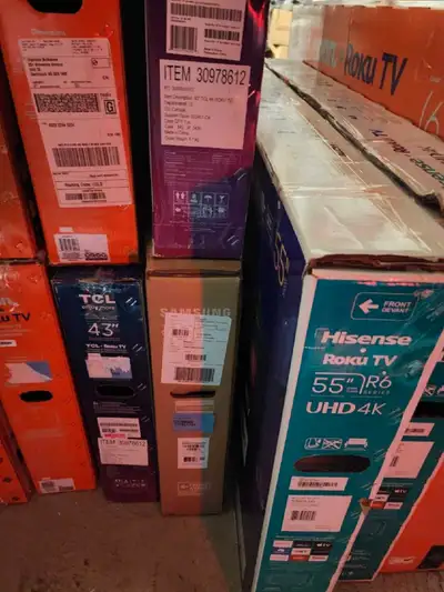 These are all new open box TCL Or HISENSE 50" & 55" Qled, 4k google or 4k roku tvs while supplies la...