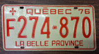Plaque immatriculation du Québec - 1976