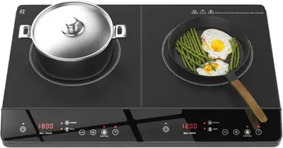 Portable Dual-Burner Induction Cooktop (1800W / 1200W) - Black, View more