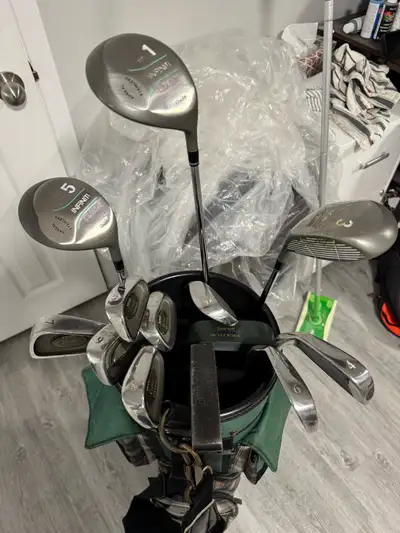 Golf clubs and bag, View more