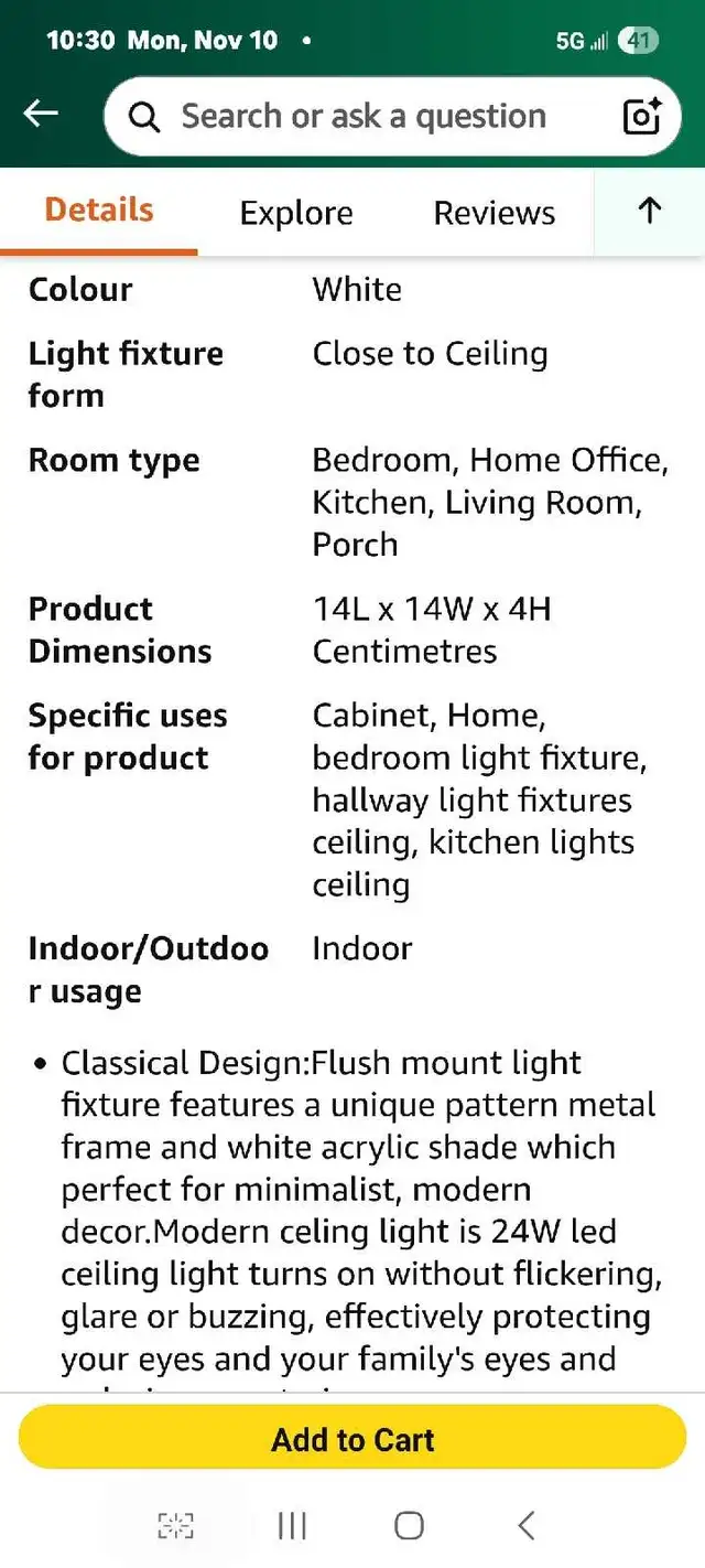 LED Flush Mount Ceiling Light, 14 Inch Dimmable Round Lighting  in Indoor Lighting & Fans in Markham / York Region - Image 8