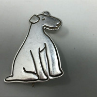 Mexico Sterling Silver Airdale Terrier Schnauzer Dog Brooch Pin