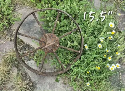 Roue d'acier de brouette antique 15.5" Wheelbarow steel wheel, View more