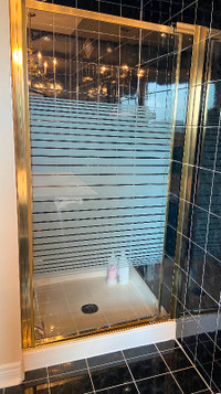 Free glass/brass framed shower door