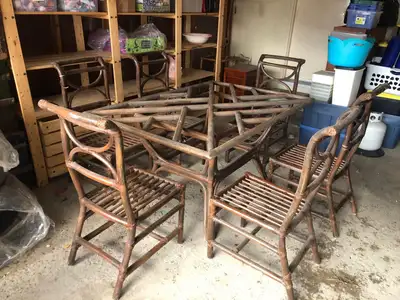 Large rattan dinning room set (6 chairs), View more