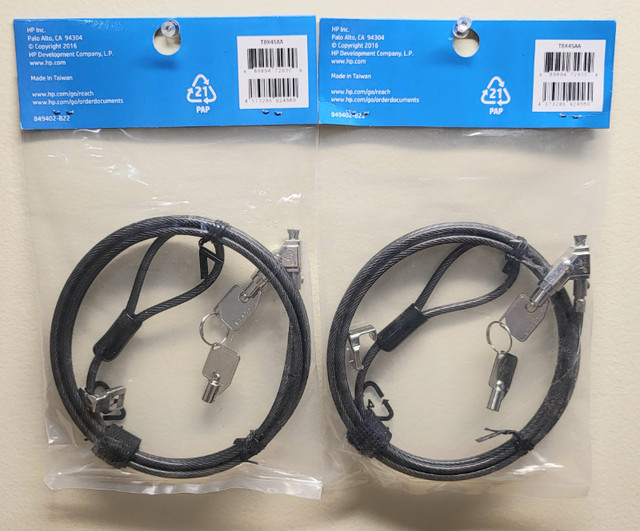 2 New HP Tablet Keyed Cable Locks in Laptop Accessories in Windsor Region - Image 2