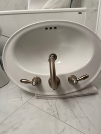 Kohler sink with brushed nickel moen faucet set