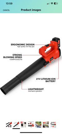 Cordless Leaf Blower 400CFM with 2×4.0Ah Battery & Charger 6-Spe