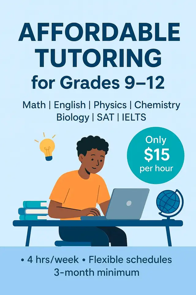 Affordable Tutors for Grades 9 - 1263694109278339120