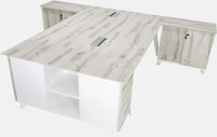 Slick Heinne Holz Shared L-shaped Office Desk + Storage Cabinet
