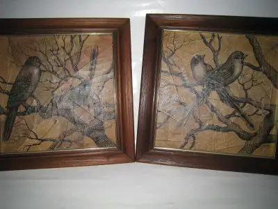 A Pair of LERT Paintings, Drawing on Tobacco Leaves, View more