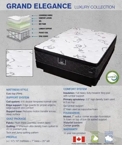 CANADIAN MADE GEL MEMORY FOAM MATTRESSES-SLEEP COOLER WITH MIKE, View more
