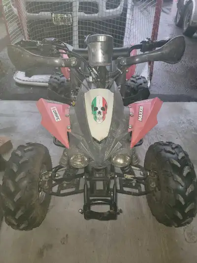 110cc Chinese atv bigger sized one. Starts runs great ,brakes work, rear lights work.great starter b...