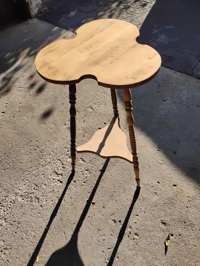 Antique Clover Shape Wooden Plant Stand / Table, View more