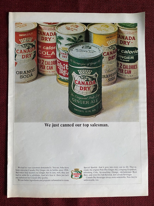 1965 Canada Dry Ginger Ale Original Ad in Arts & Collectibles in North Bay