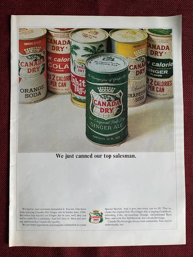 1965 Canada Dry Ginger Ale Original Ad in Arts & Collectibles in North Bay - Image 2