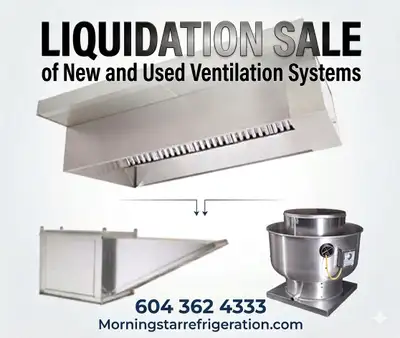Large Liquidation Sale of new and used restaurant hood systems, echaust fans and make up air units!...