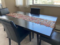 Wooden Dining Table with 4 leather chairs - $400
