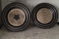 Large Decorative Black & Silver Metal Plates