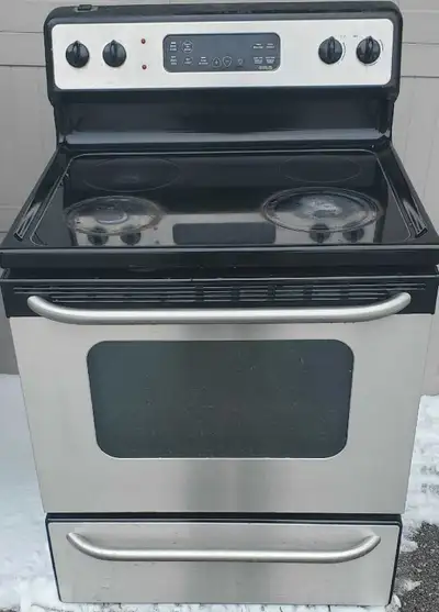GE STAINLESS STEEL 30" ELECTRIC STOVE ×<, View more