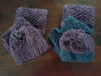NEW Handmade Knitted Winter Hat and Scarf Set - 2 sets