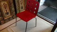 Red wooden desk chair