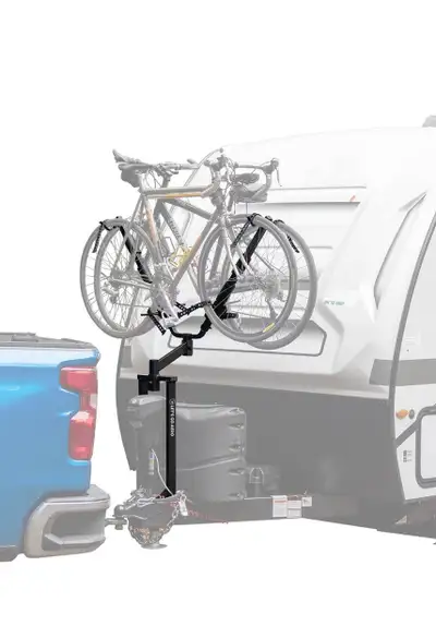 The Jack-It Double Bike Carrier mounts onto any A-frame trailer or RV. It allows you to carry two bi...
