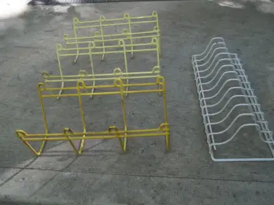Vintage yellow rubber coated dish rack/ can holder, View more