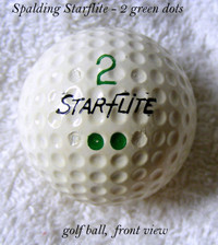 Vintage Spalding golf ball, 1960’s Starflite, #2, 2 green dots