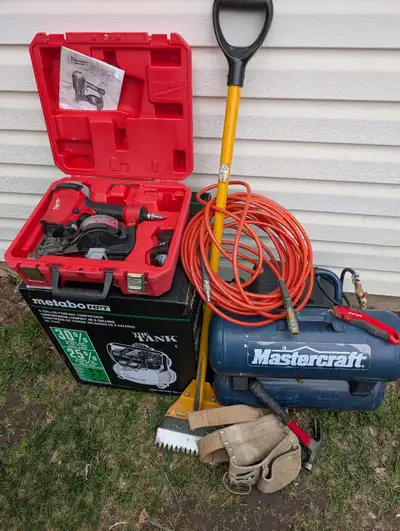 Selling some roofing gear, DIYers special, everything you need to redo your roof… have a Milwaukee r...