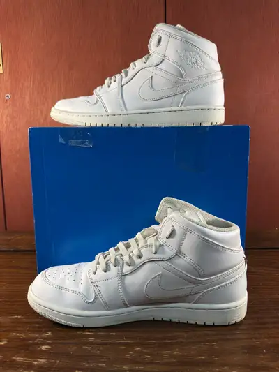 Nike Air Jordan 1 Mid Triple White Mens Size US 10.5 , View more