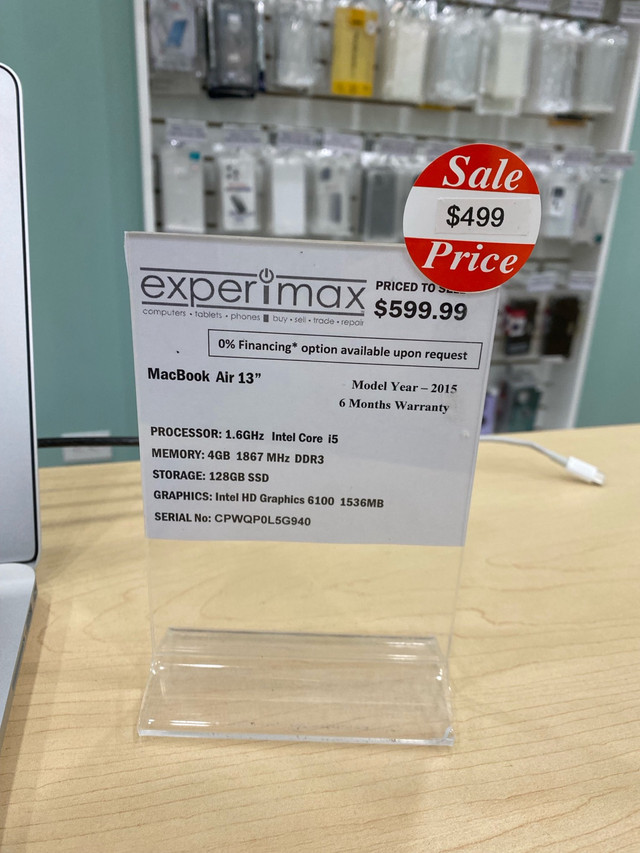 Apple MacBook Air 13” i5/4GB/128GB with Warranty  in Laptops in Mississauga / Peel Region - Image 2