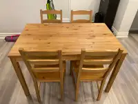 Table and 4 chairs, antique stain from IKEA by JOKKMOKK