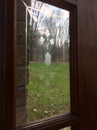 Vintage 1920's Pair French Doors with Etched Glass