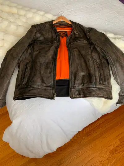 Mans leather motorcycle jacket, View more