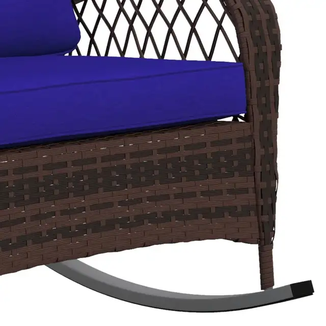 Blue Outdoor Wicker Rattan Rocking Chair with thick cushion  in Patio & Garden Furniture in Markham / York Region - Image 9